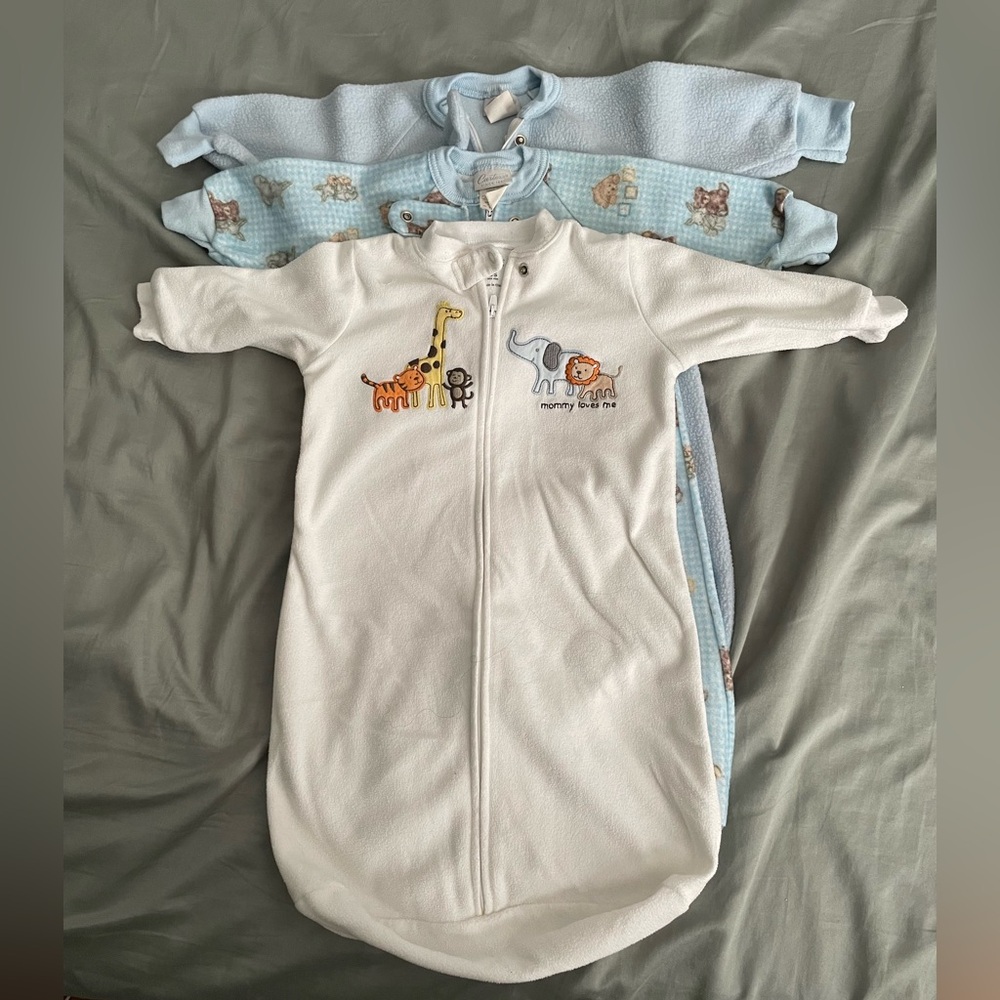 Carters fleece sleep sacks - one size/small - set of 3